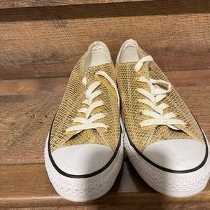 Worn once. Converse All-Star Gold Metallic Women size 9